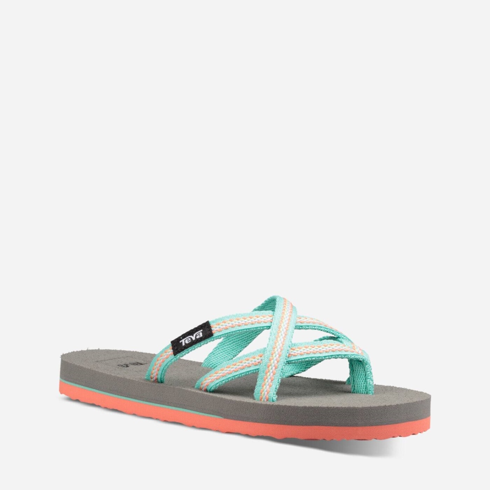 Kids' Teva Olowahu Flip Flops Turquoise | 984320JYM