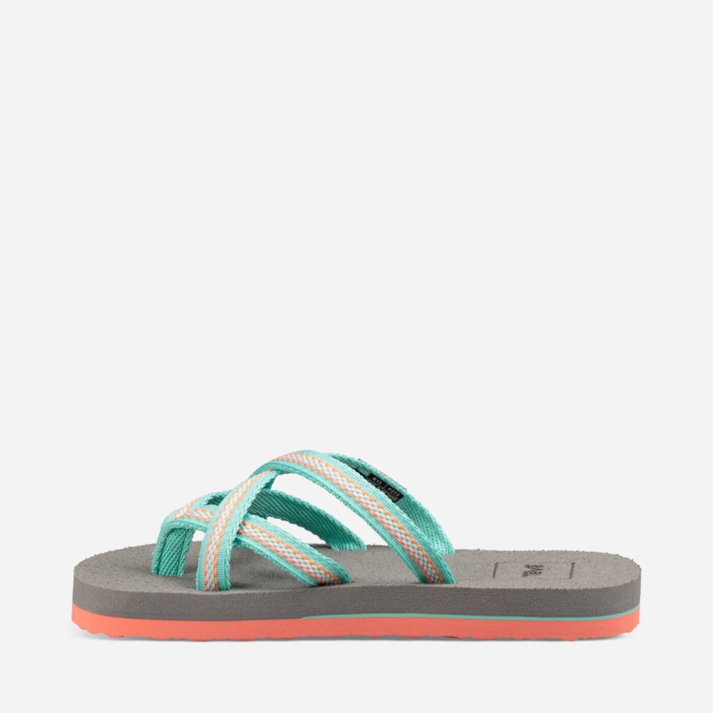 Kids' Teva Olowahu Flip Flops Turquoise | 984320JYM