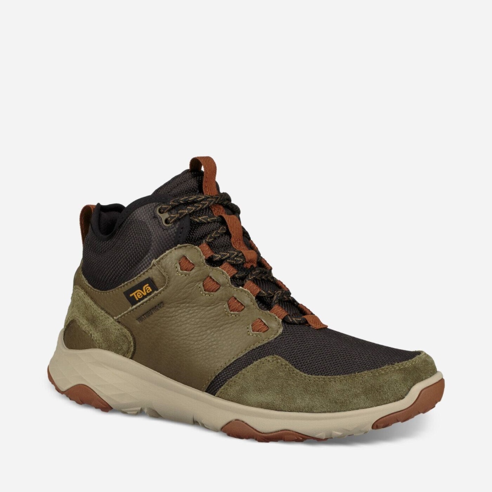 Men's Teva Arrowood Venture Mid WP Boots Olive | 497216PYJ