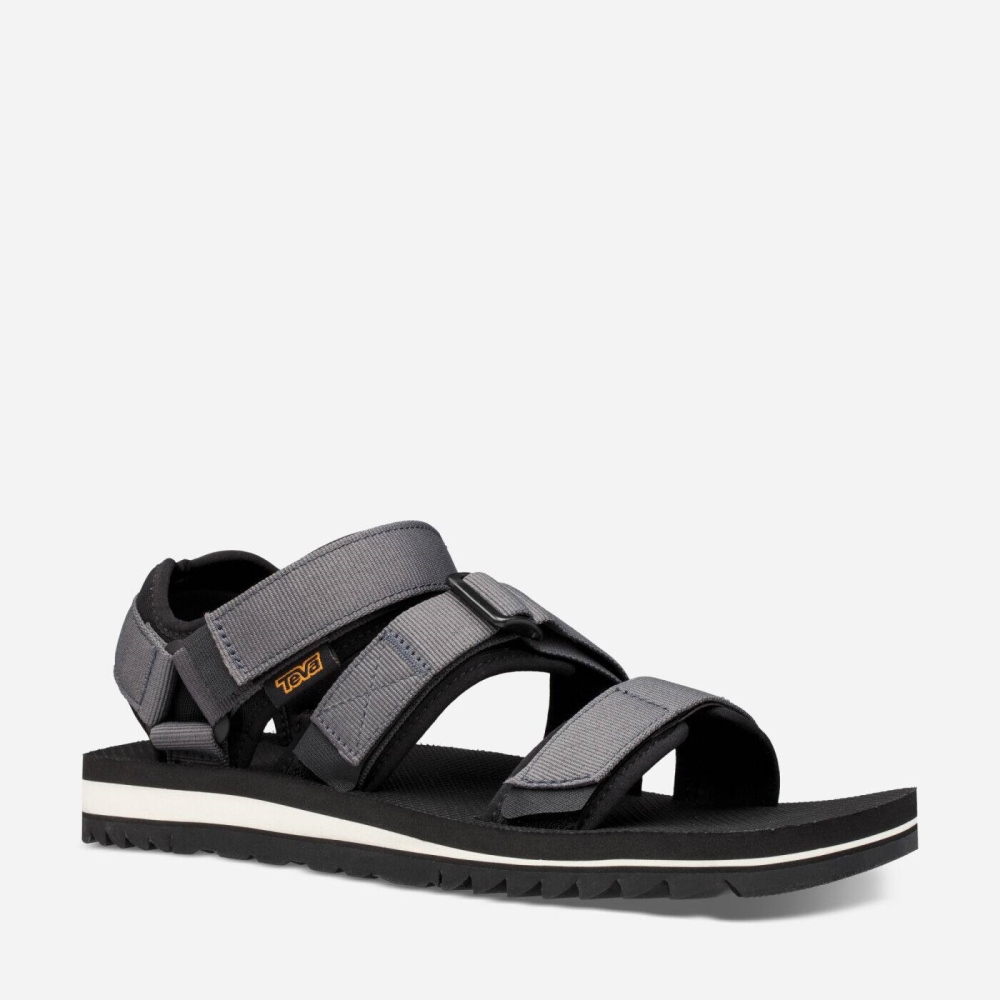 Men's Teva Cross Strap Trail Hiking Sandals Dark Grey | 740361QKX