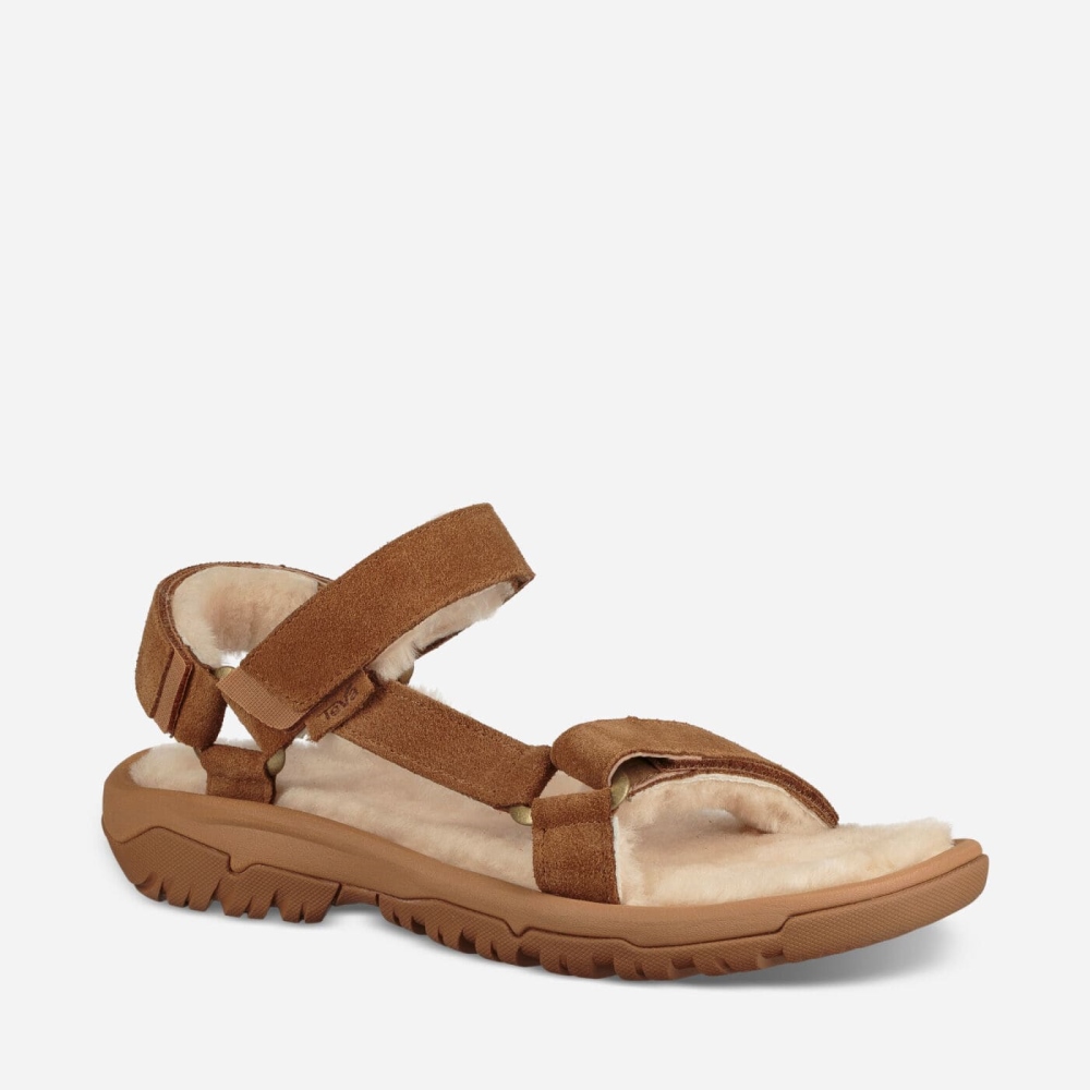 Men's Teva Hurricane Shearling Sandals Brown | 072693JLT