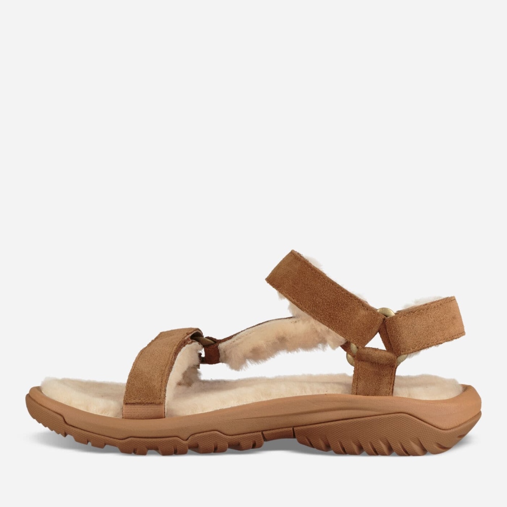 Men's Teva Hurricane Shearling Sandals Brown | 072693JLT