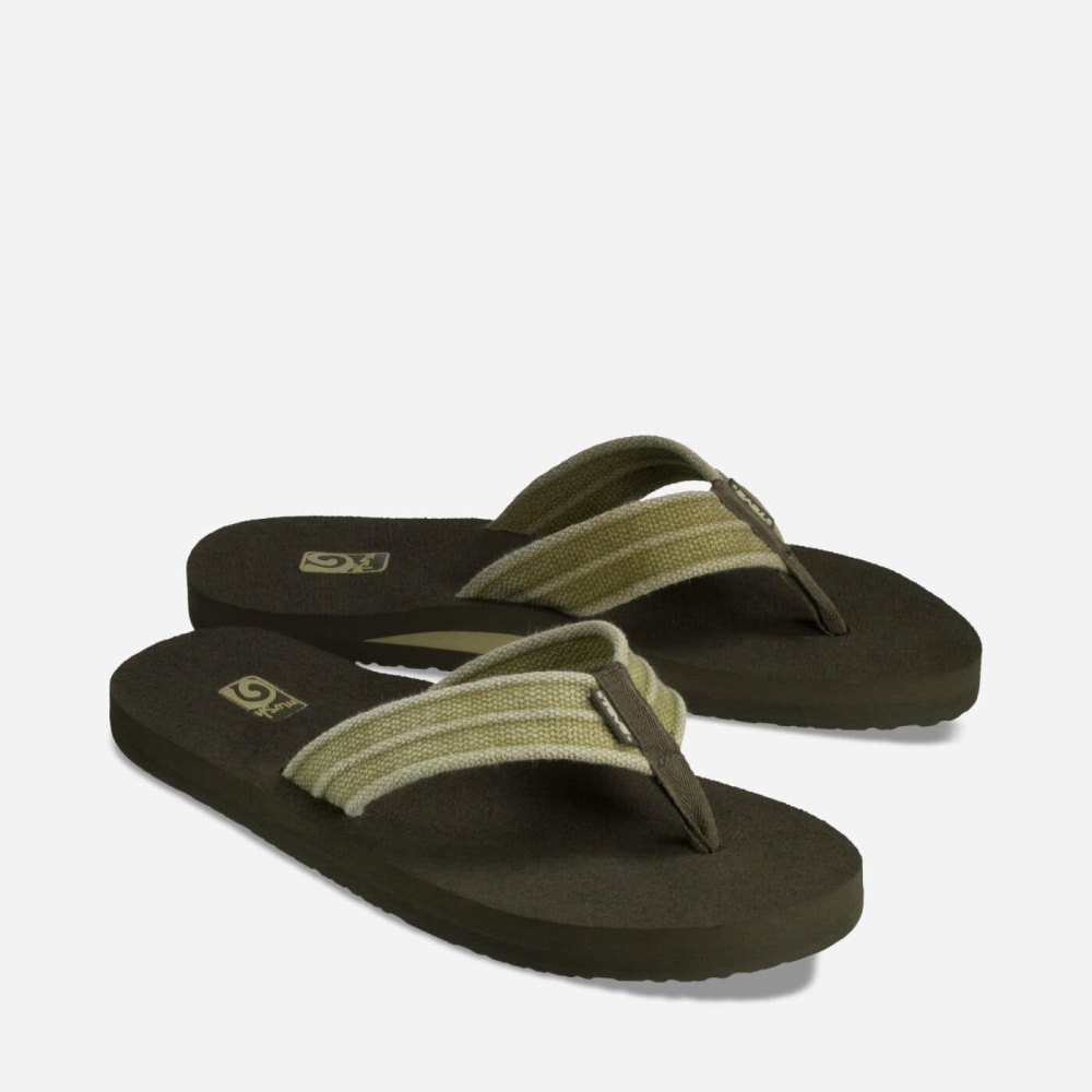 Men's Teva Mush II Canvas Flip Flops Coffee | 931720MHB