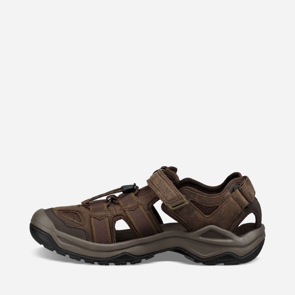 Men's Teva Omnium 2 Leather Hiking Sandals Coffee | 917326ISJ