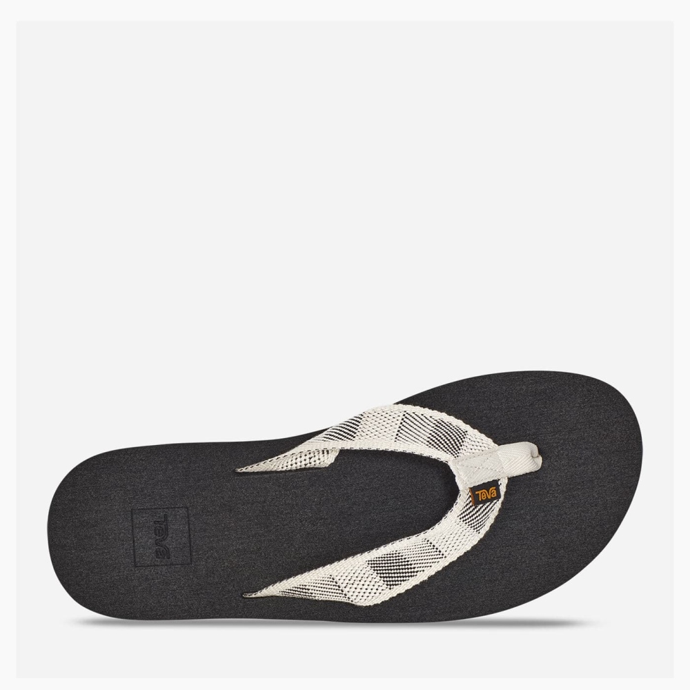 Men's Teva Original Mush Flip Flops Black White | 541708KDB