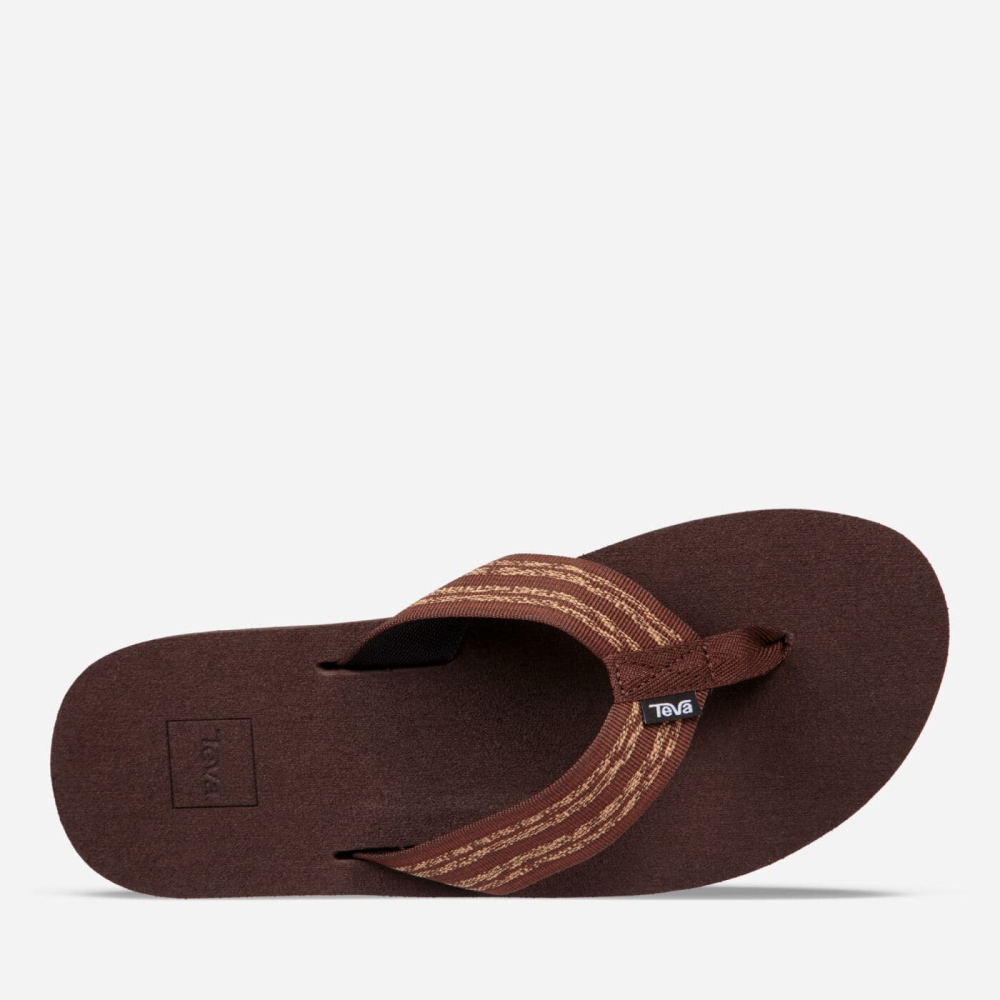 Men's Teva Original Mush Flip Flops Brown | 520619UVC