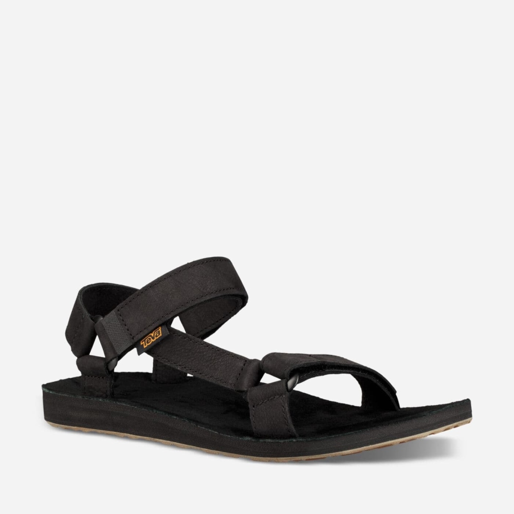 Men's Teva Original Universal Leather Sandals Black | 260385AQN