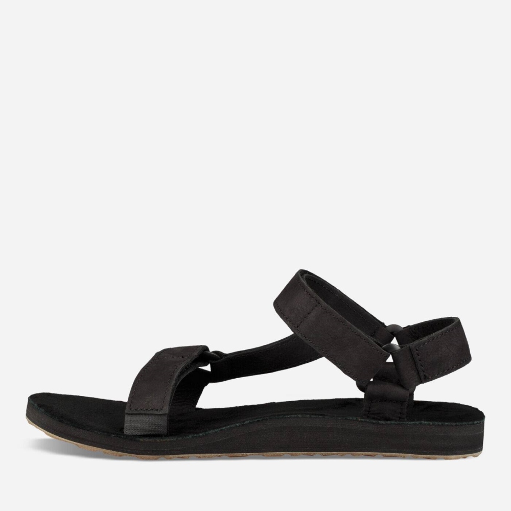 Men's Teva Original Universal Leather Sandals Black | 260385AQN