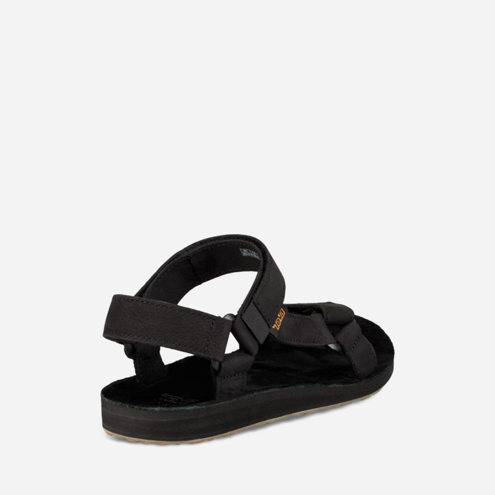 Men's Teva Original Universal Leather Sandals Black | 260385AQN