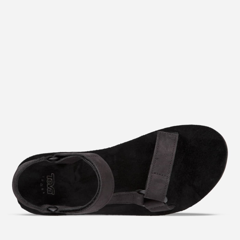 Men's Teva Original Universal Leather Sandals Black | 260385AQN