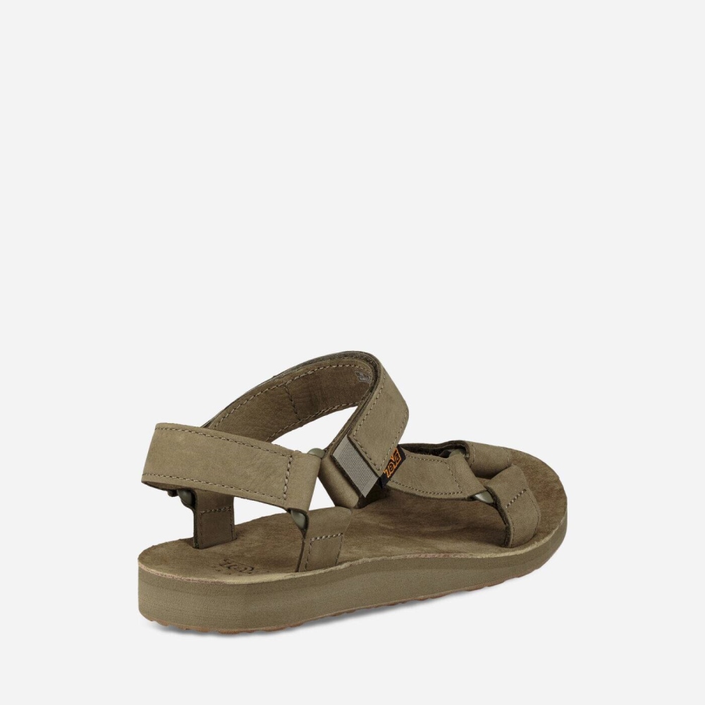 Men's Teva Original Universal Leather Sandals Olive | 354987FAY