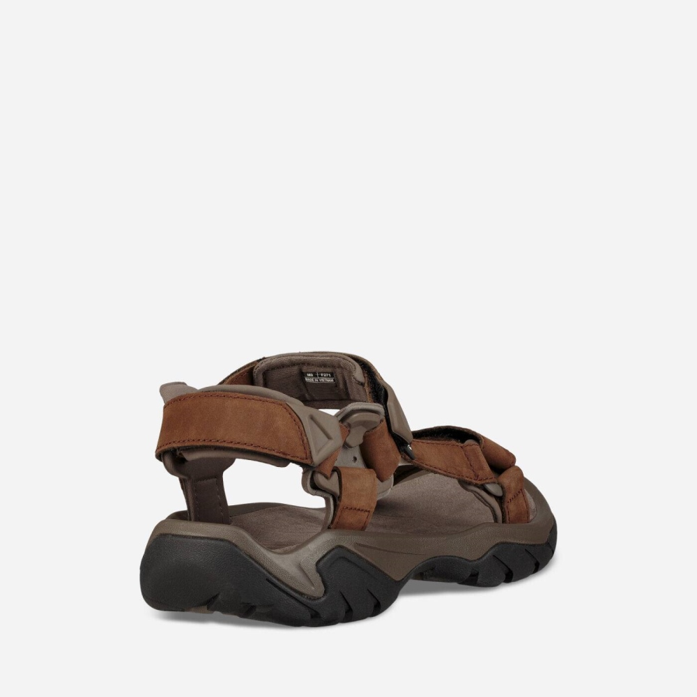 Men's Teva Terra Fi 5 Universal Leather Sandals Brown | 480236QFT