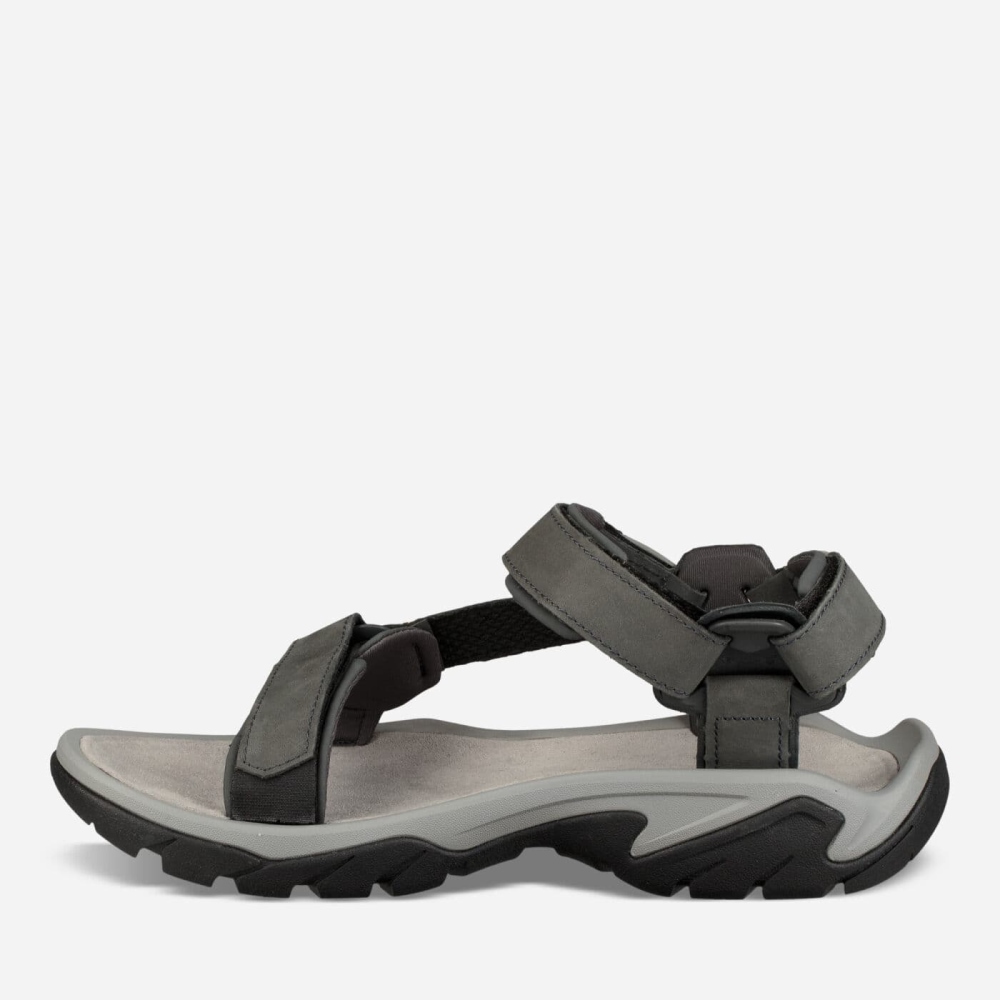 Men's Teva Terra Fi 5 Universal Leather Sandals Dark Grey | 896502EWN