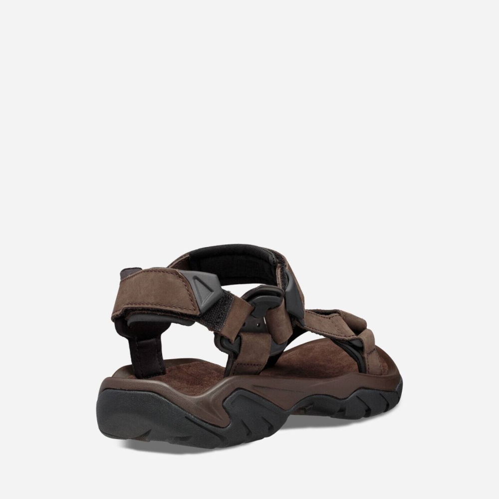 Men's Teva Terra Fi 5 Universal Leather Sandals Coffee | 960871COJ