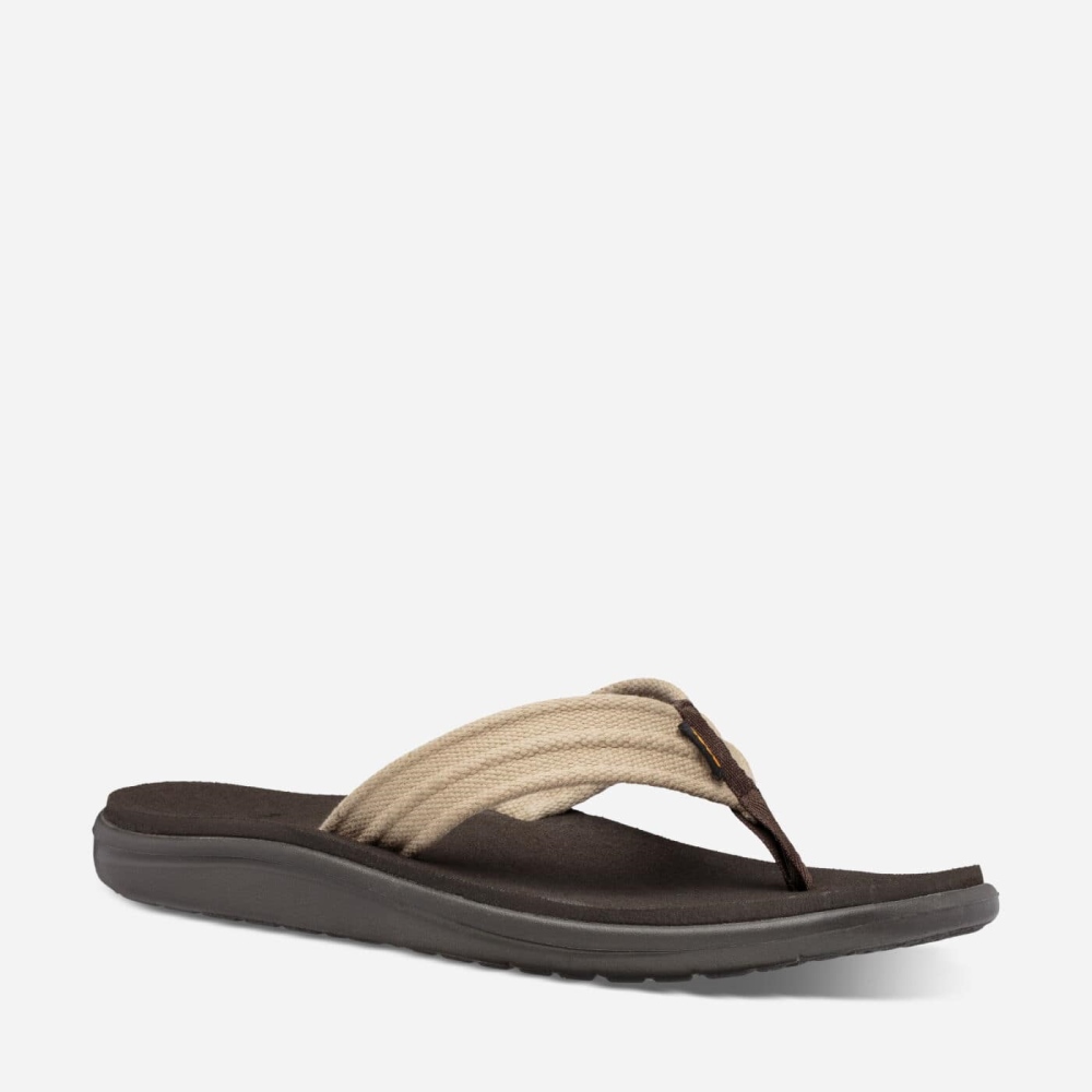 Men's Teva Voya Canvas Flip Flops Coffee | 782904UCW