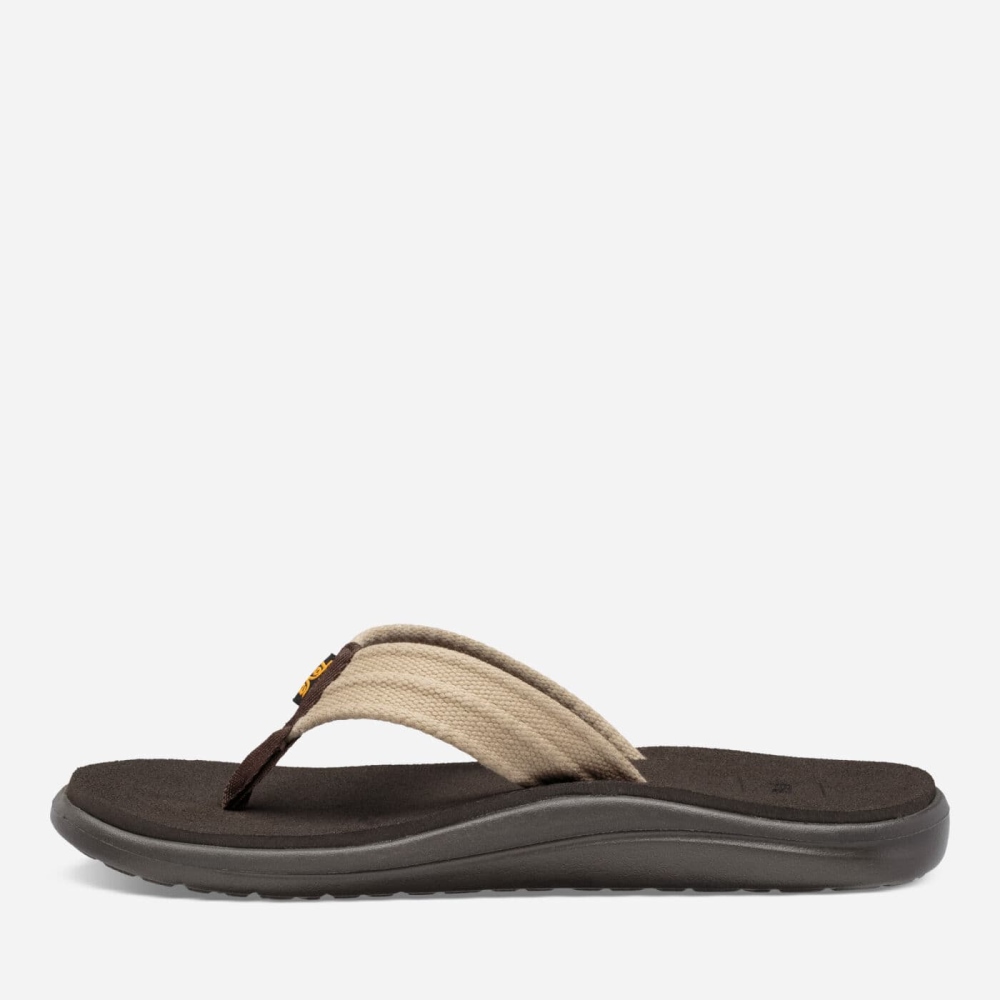 Men's Teva Voya Canvas Flip Flops Coffee | 782904UCW