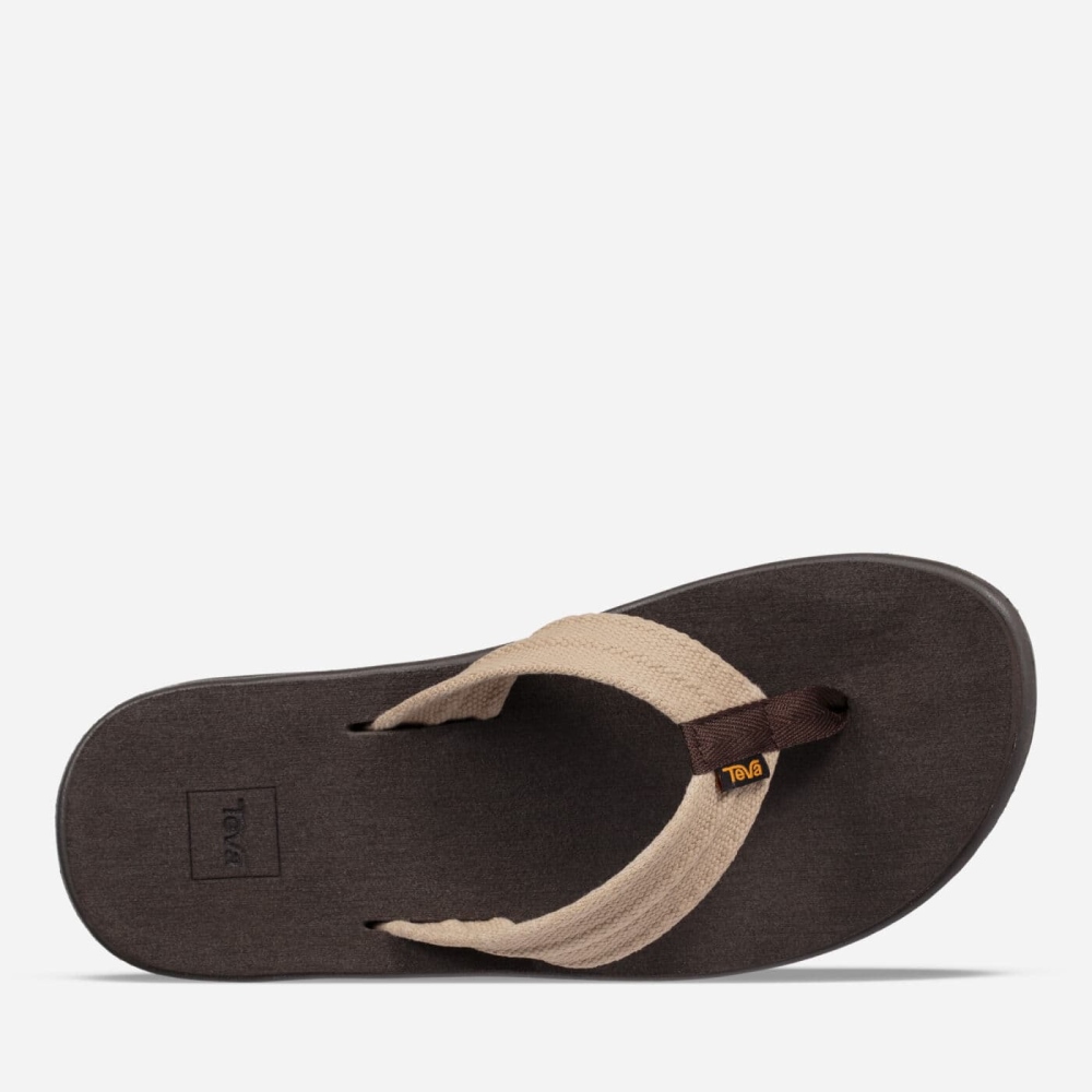 Men's Teva Voya Canvas Flip Flops Coffee | 782904UCW