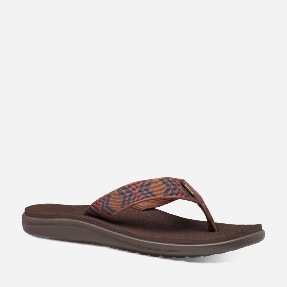 Men's Teva Voya Flip Flops Brown | 795342DVZ