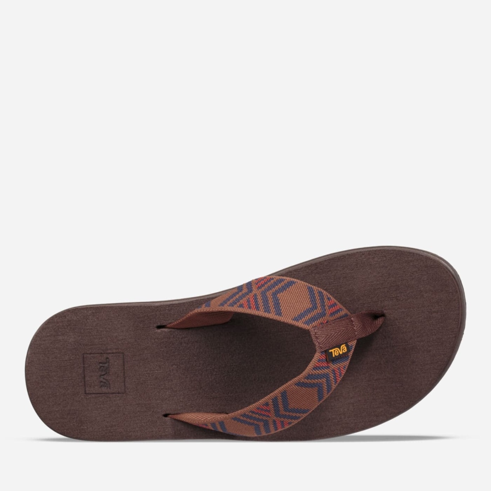 Men's Teva Voya Flip Flops Brown | 795342DVZ