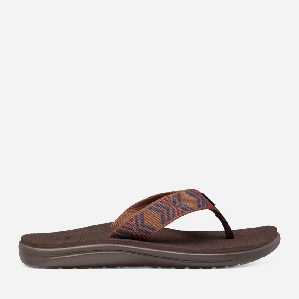 Men\'s Teva Voya Flip Flops Brown | 795342DVZ