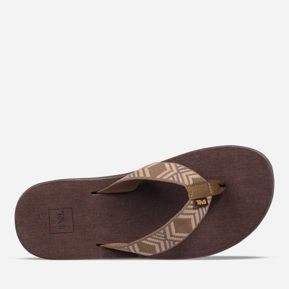 Men's Teva Voya Flip Flops Olive | 402135KNT