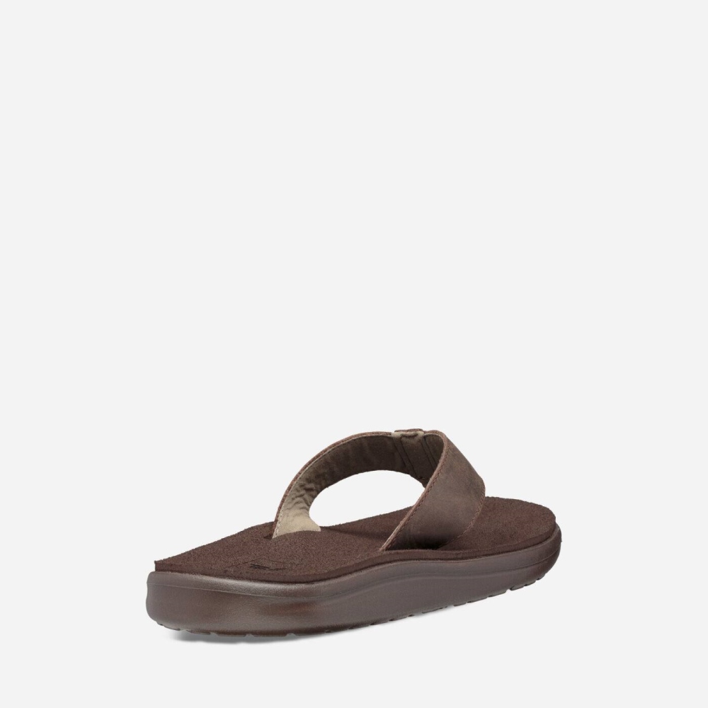 Men's Teva Voya Flip Leather Sandals Chocolate | 036785BIA