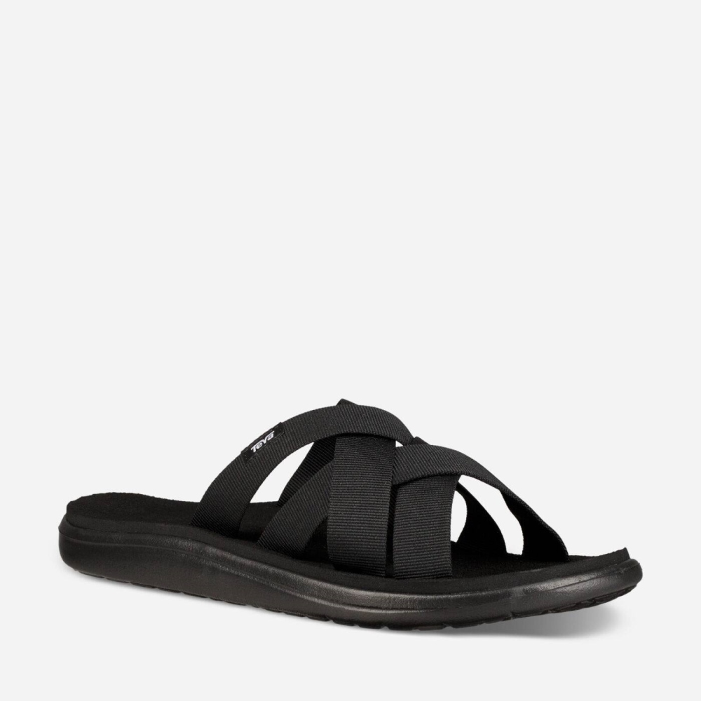 Men's Teva Voya Slide Sandals Black | 642513MKD