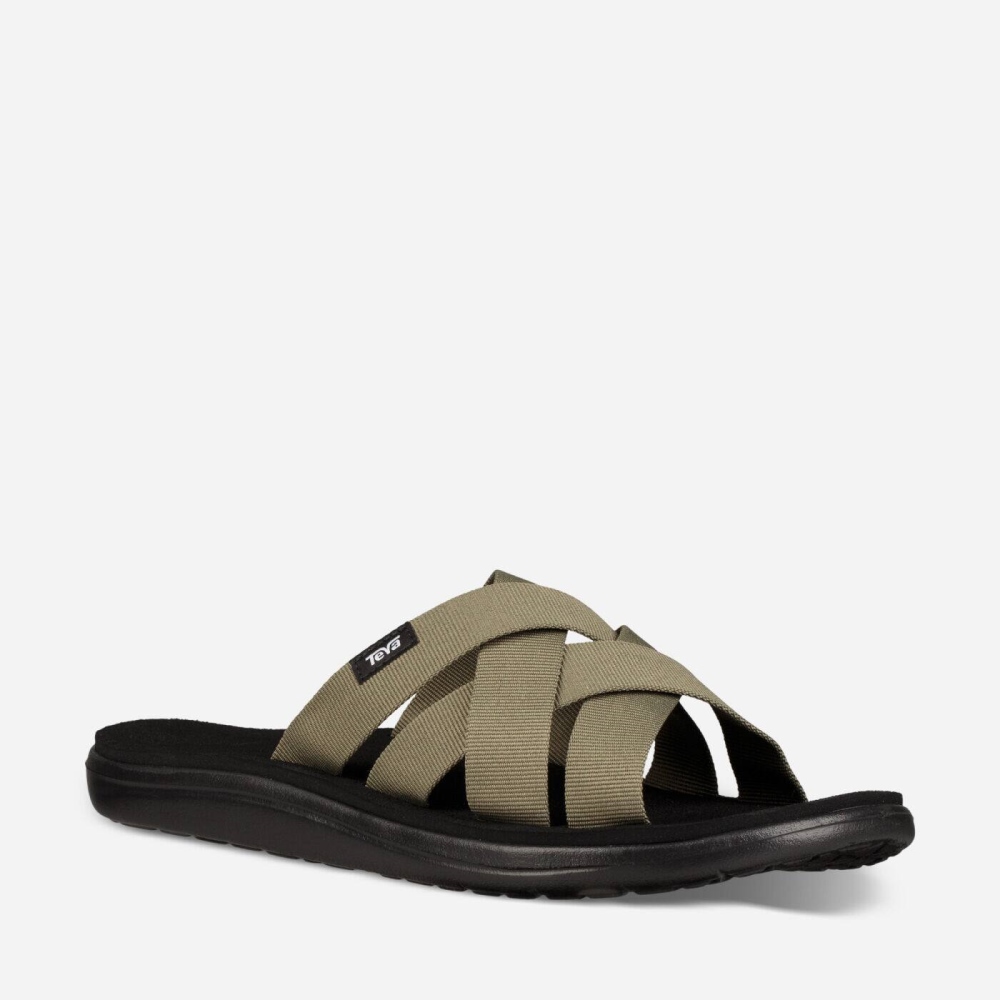 Men's Teva Voya Slide Sandals Olive | 392814QMX