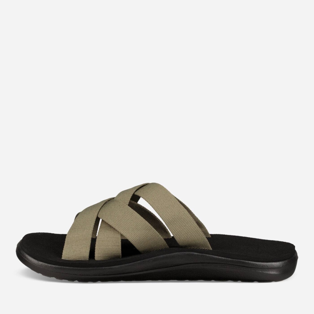 Men's Teva Voya Slide Sandals Olive | 392814QMX