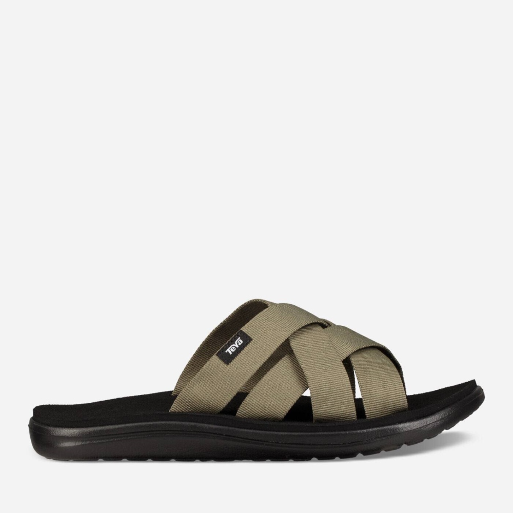 Men\'s Teva Voya Slide Sandals Olive | 392814QMX