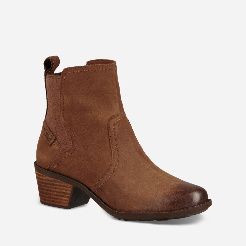 Women's Teva Anaya Chelsea WP Boots Brown | 278406ZFY