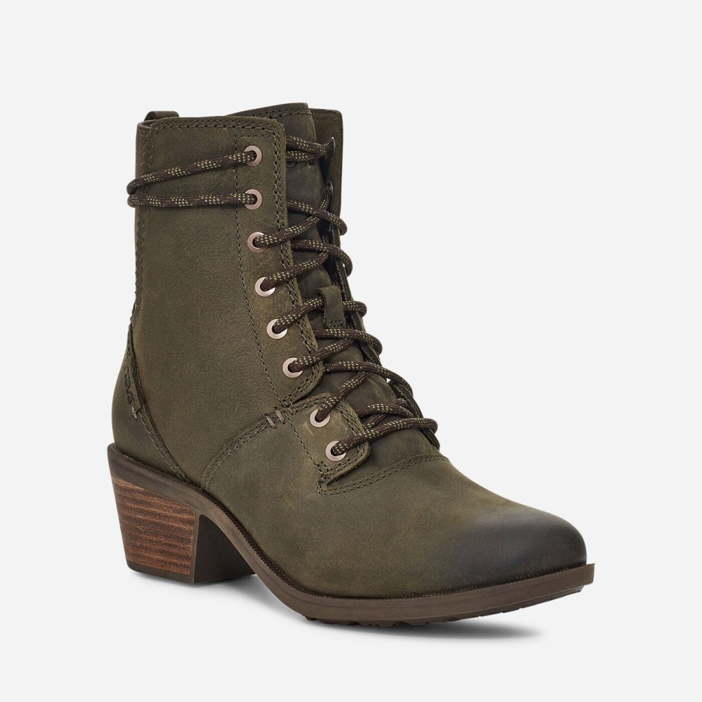 Women's Teva Anaya Lace Up WP Boots Olive | 540762UGA