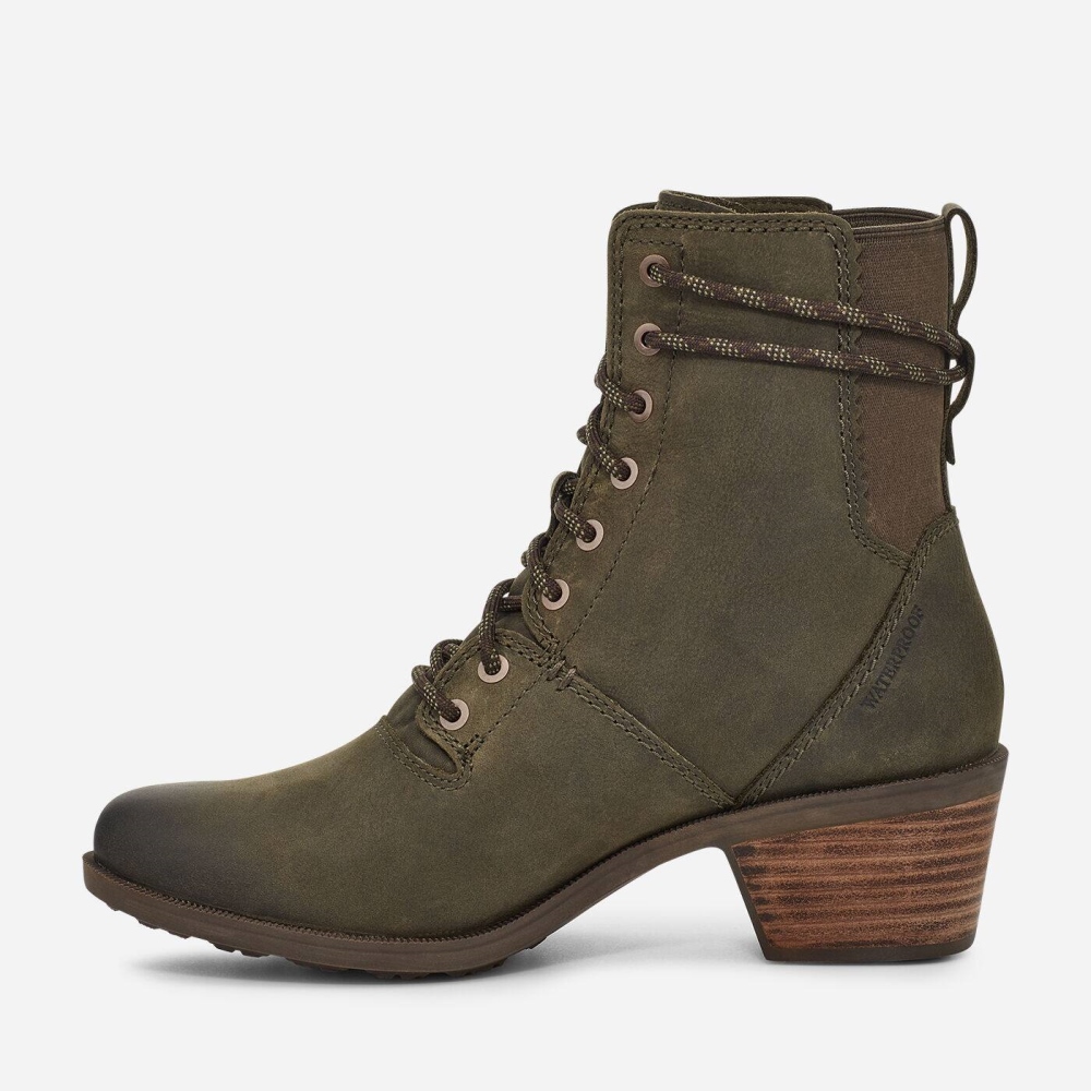 Women's Teva Anaya Lace Up WP Boots Olive | 540762UGA