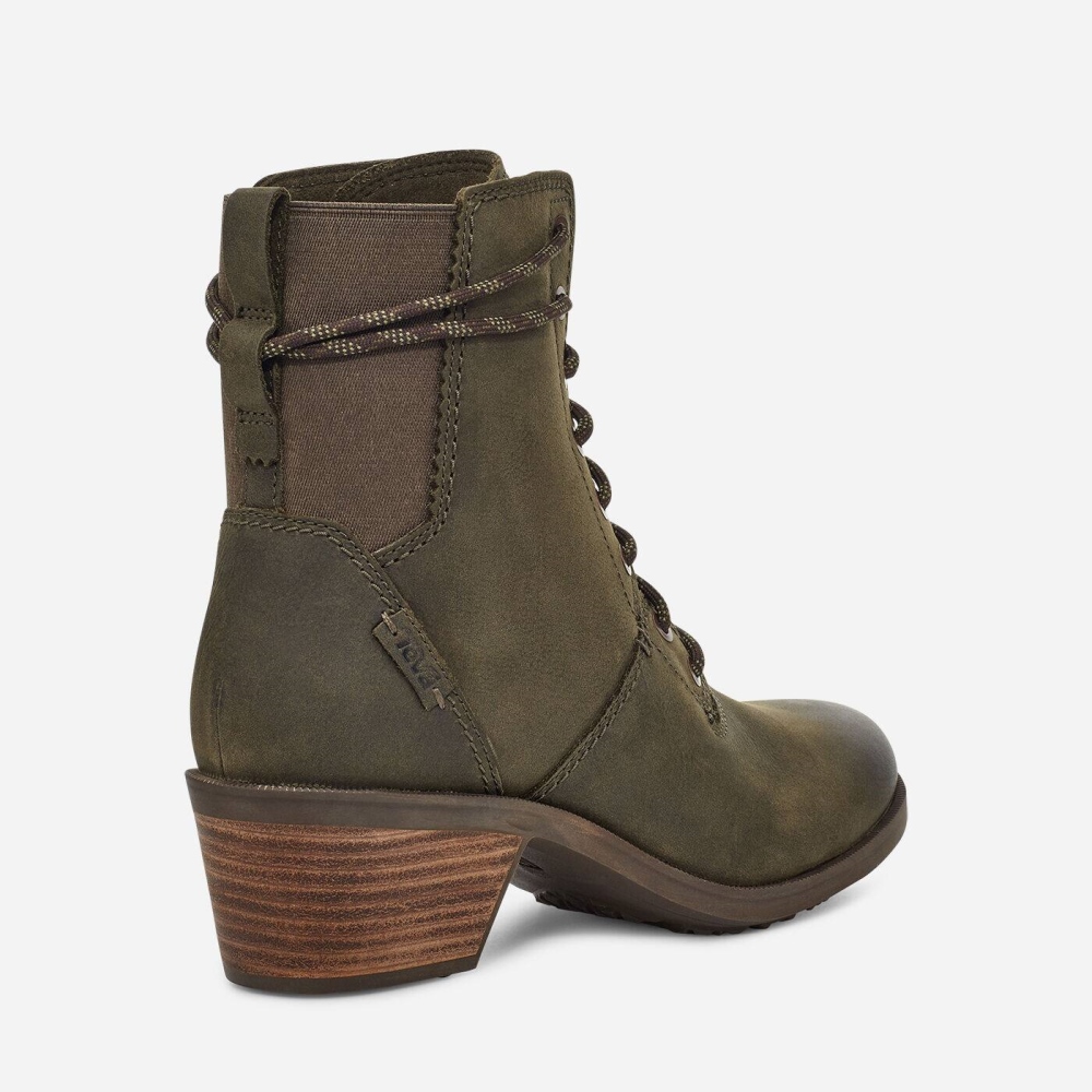 Women's Teva Anaya Lace Up WP Boots Olive | 540762UGA