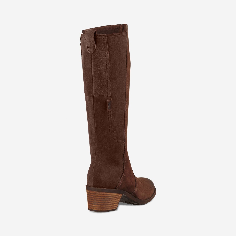 Women's Teva Anaya Tall WP Boots Chocolate | 287456BWC