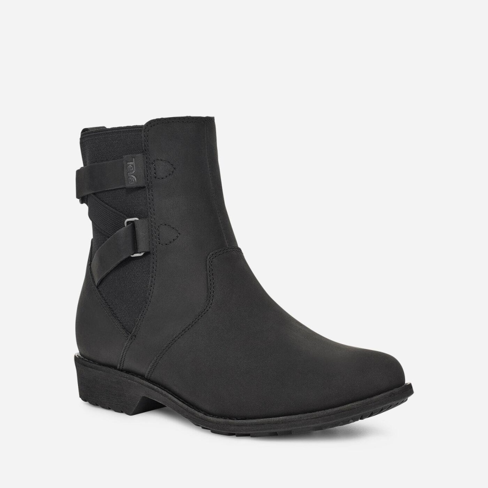 Women's Teva Ellery Ankle WP Boots Black | 603547DOH