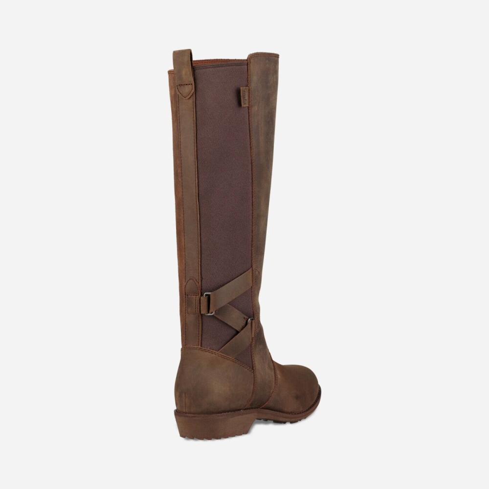 Women's Teva Ellery Tall WP Boots Brown | 057943AGT