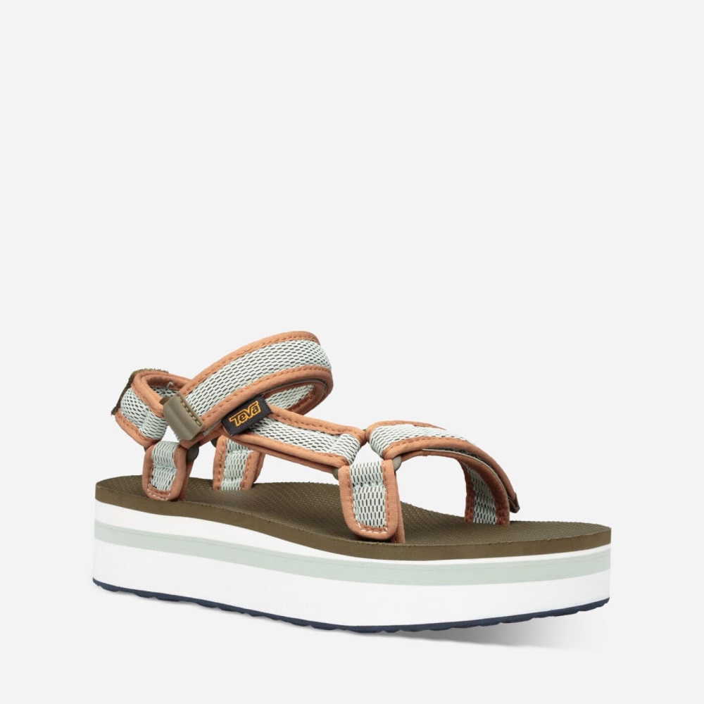 Women's Teva Flatform Universal Mesh Print Flatform Sandals White Orange | 504698ZVF