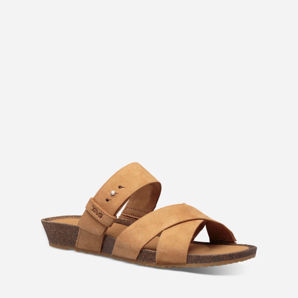 Women's Teva Mahonia Slide Sandals Brown | 624713FJU