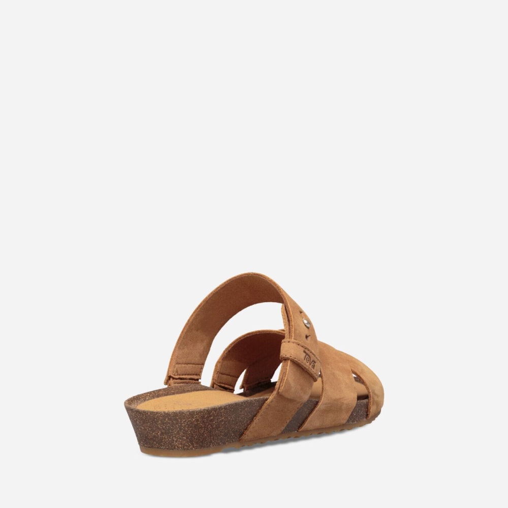 Women's Teva Mahonia Slide Sandals Brown | 624713FJU