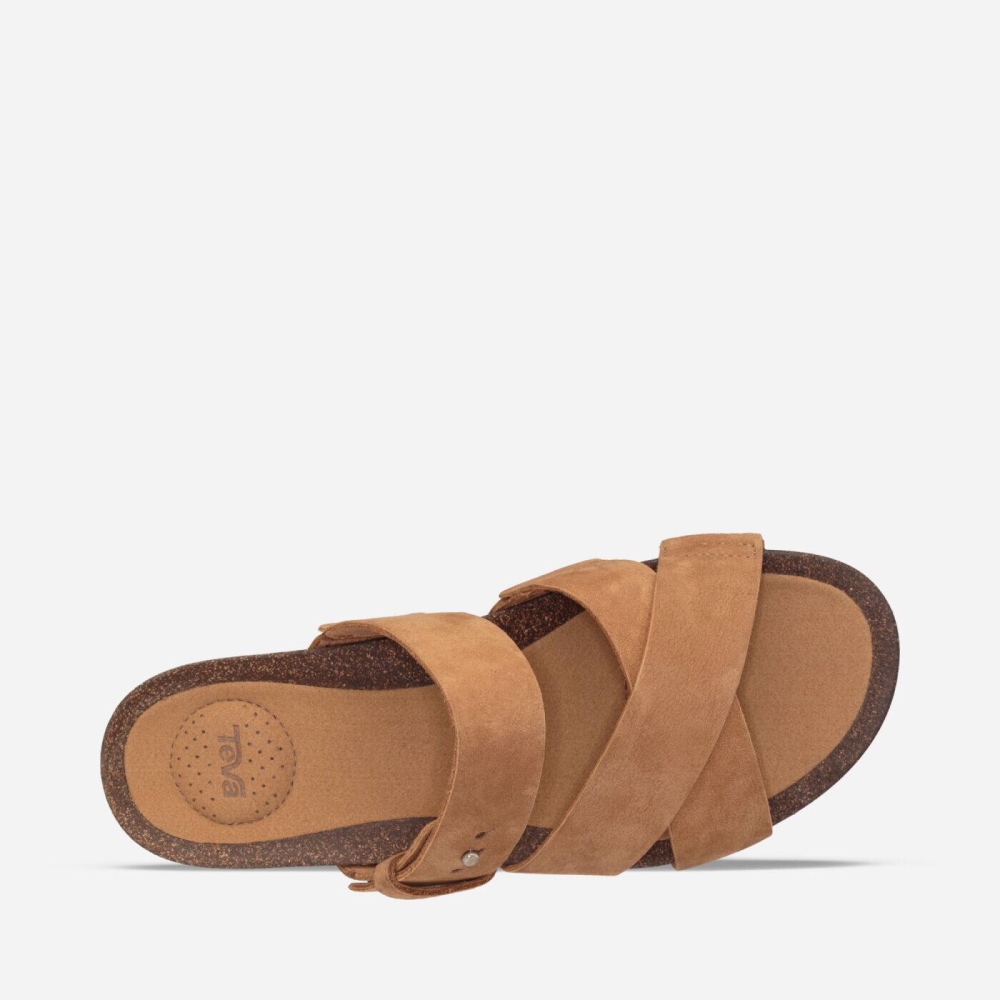 Women's Teva Mahonia Slide Sandals Brown | 624713FJU