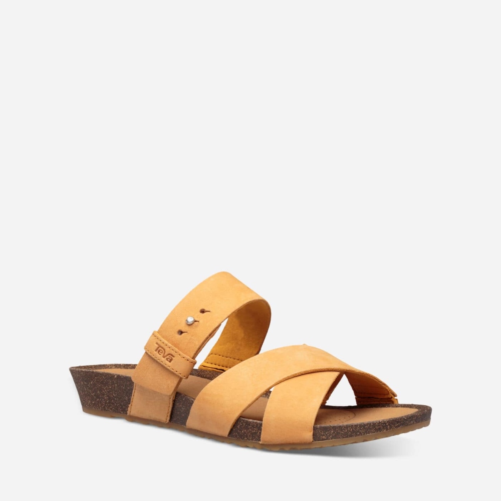 Women's Teva Mahonia Slide Sandals Yellow | 156482HFX