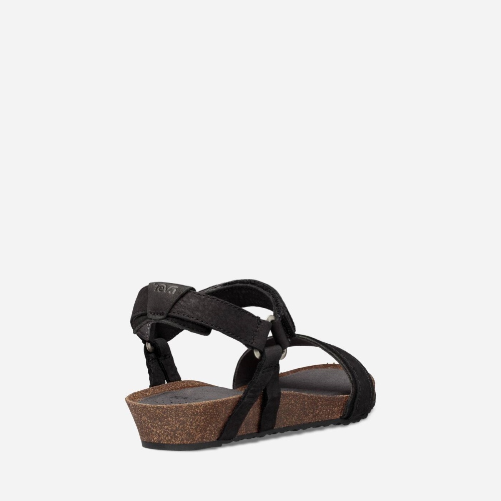 Women's Teva Mahonia Stitch Heel Sandals Black | 245671FQB