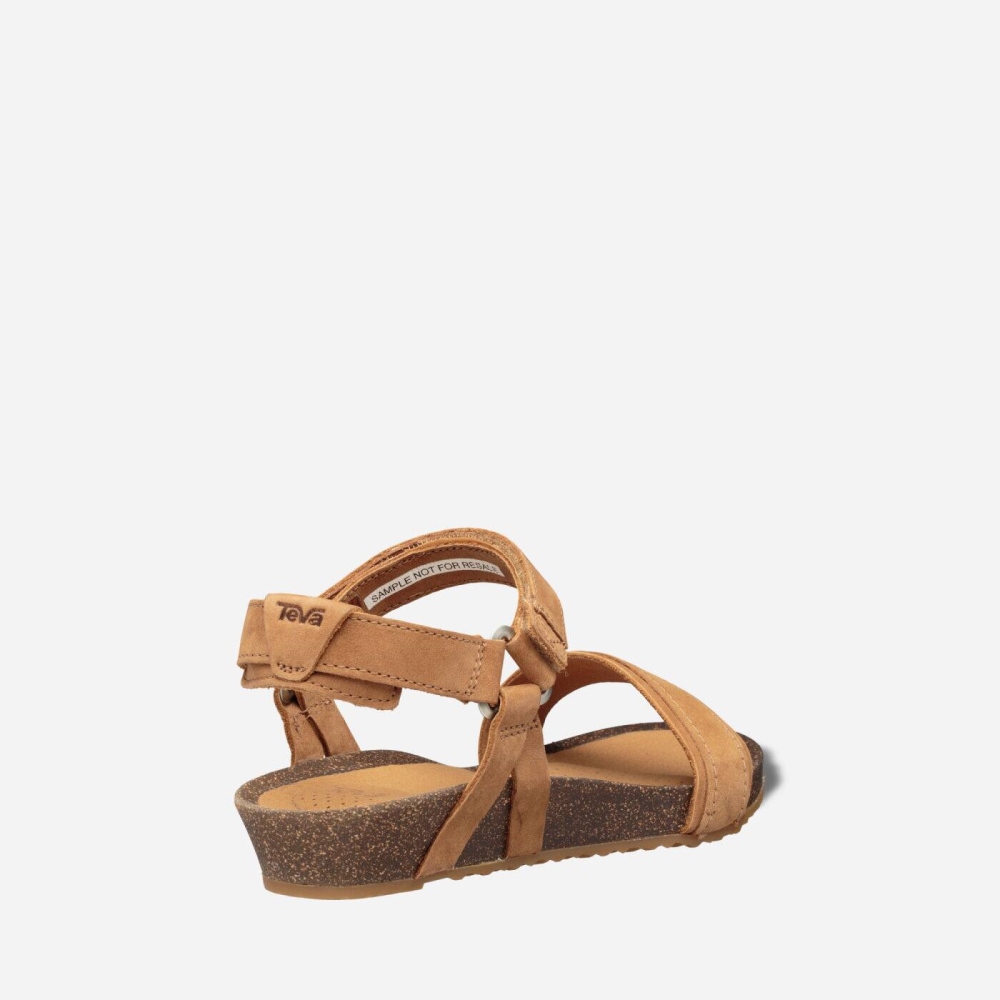 Women's Teva Mahonia Stitch Heel Sandals Brown | 501276DFU