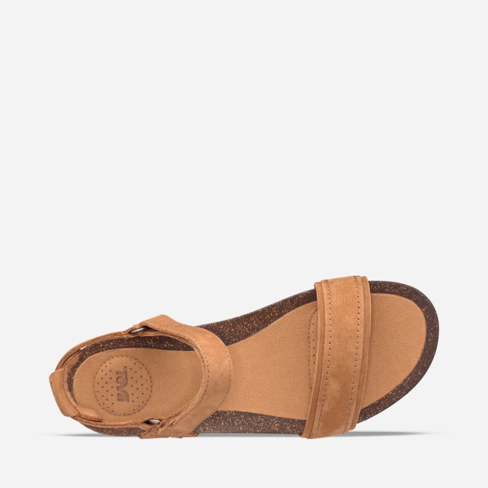 Women's Teva Mahonia Stitch Heel Sandals Brown | 501276DFU