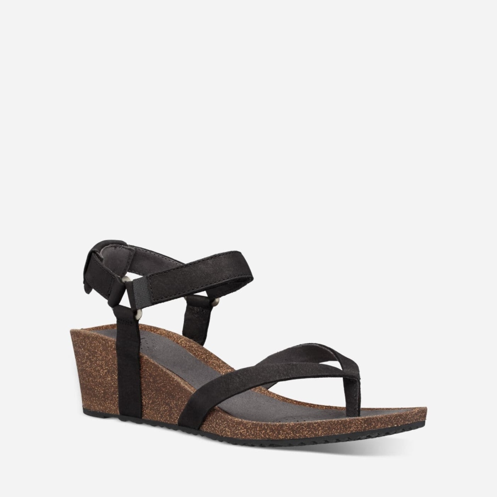 Women's Teva Mahonia Wedge Sandals Black | 701869IRX