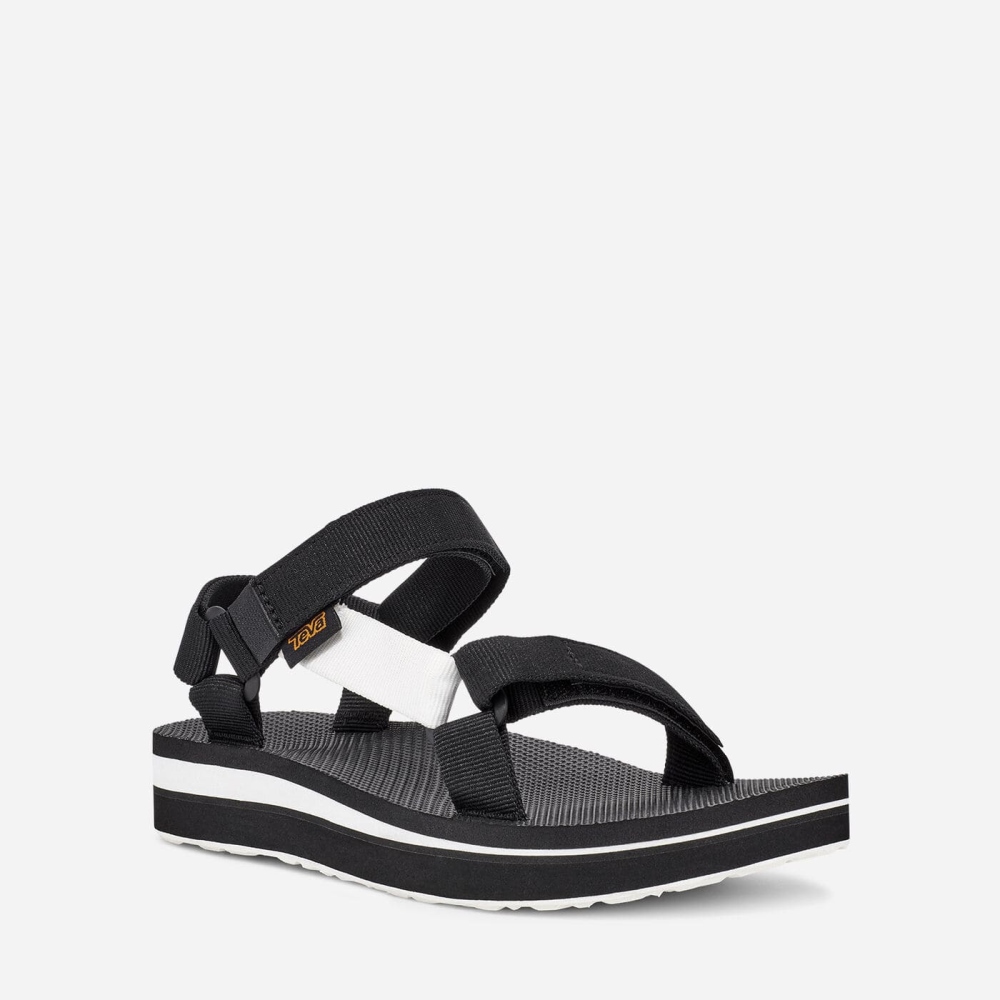 Women's Teva Midform Universal Flatform Sandals Black White | 280679RCZ