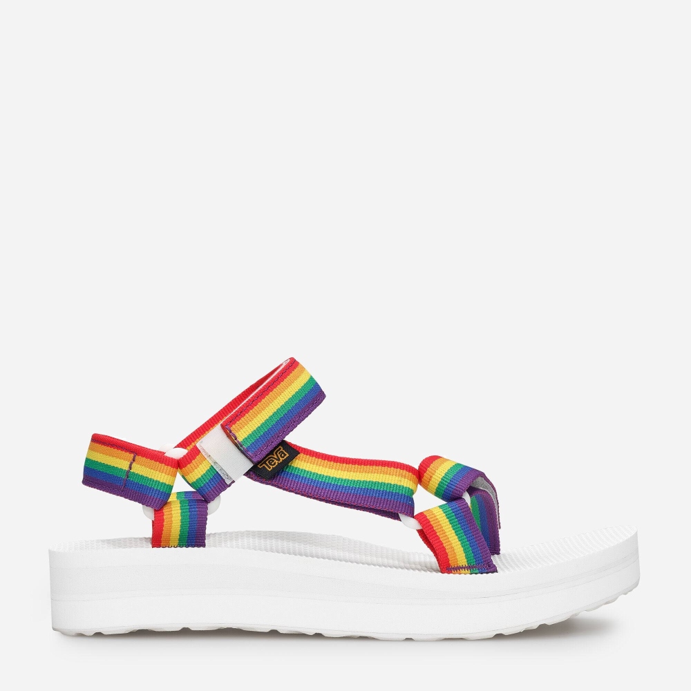 Women\'s Teva Midform Universal Rainbow Pride Flatform Sandals Multicolor | 248351ZLO