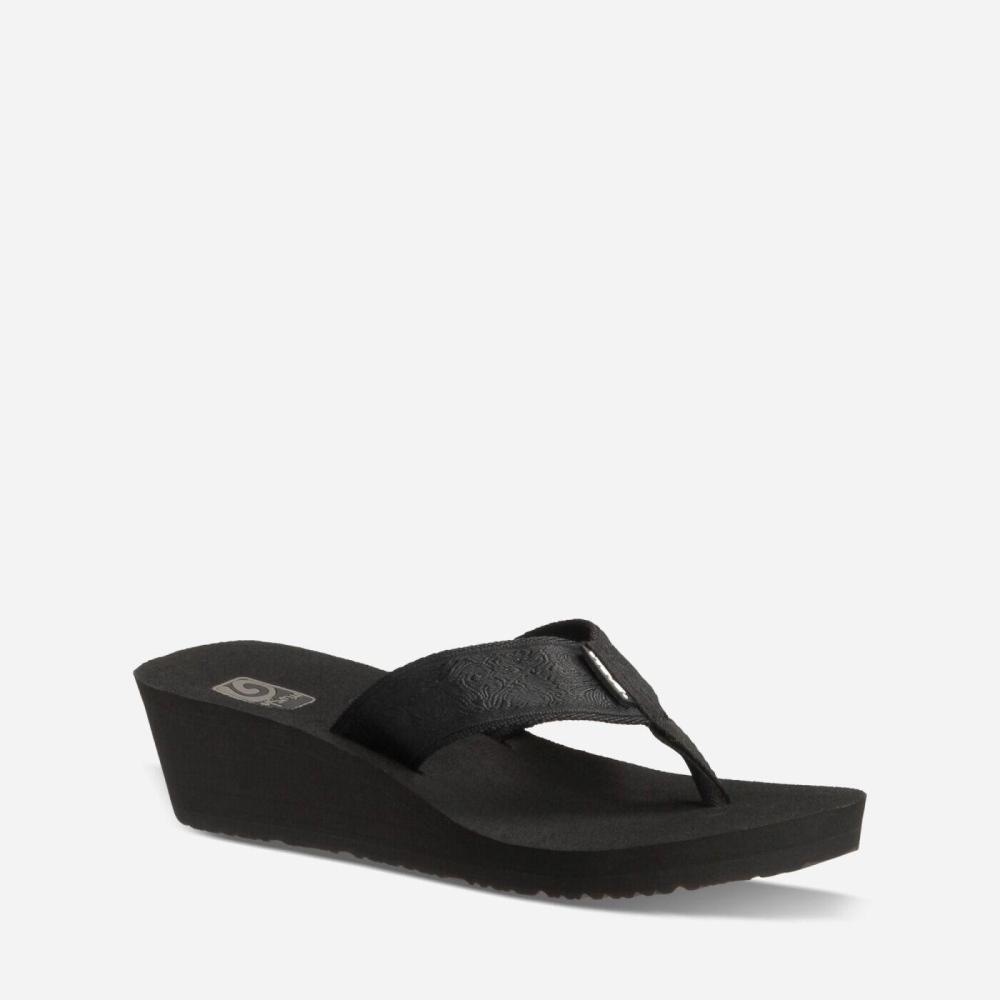 Women's Teva Mush Mandalyn Wedge 2 Flip Flops Black | 574936ELM