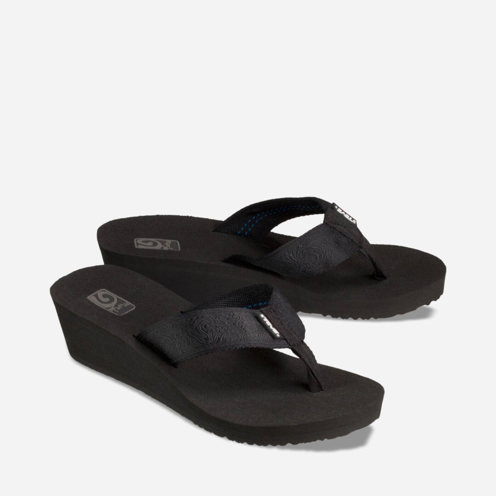 Women's Teva Mush Mandalyn Wedge 2 Flip Flops Black | 574936ELM